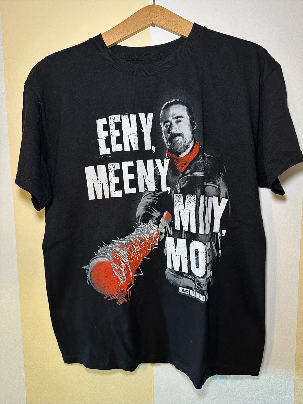 Black Short-Sleeve Graphic Tee with Red Accent - Eeny Meeny Design